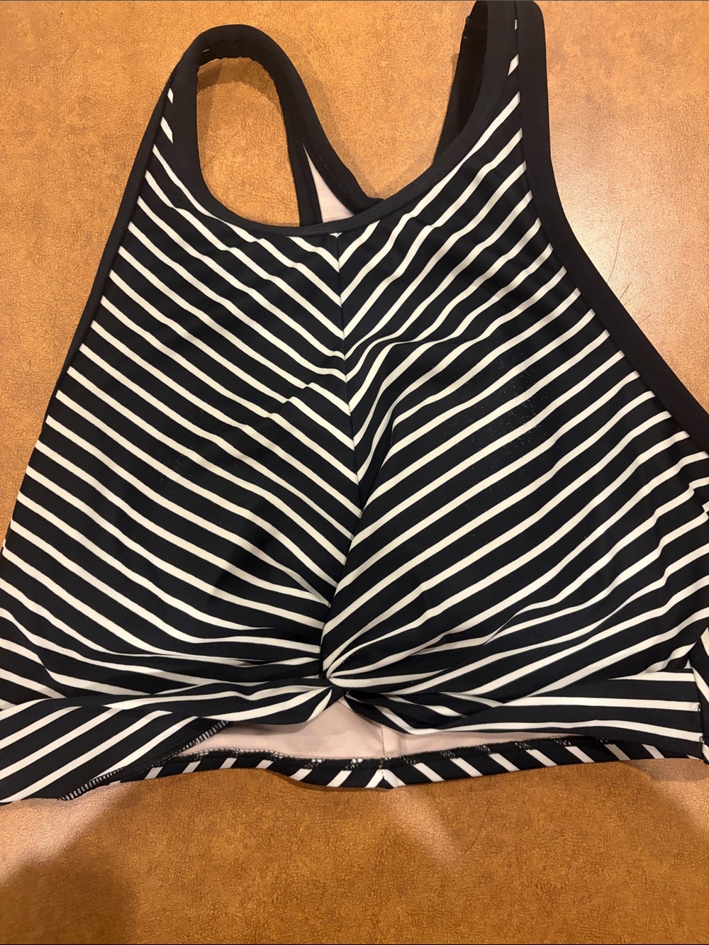 Kona Sol Black & White Striped Racerback Sports Bralette